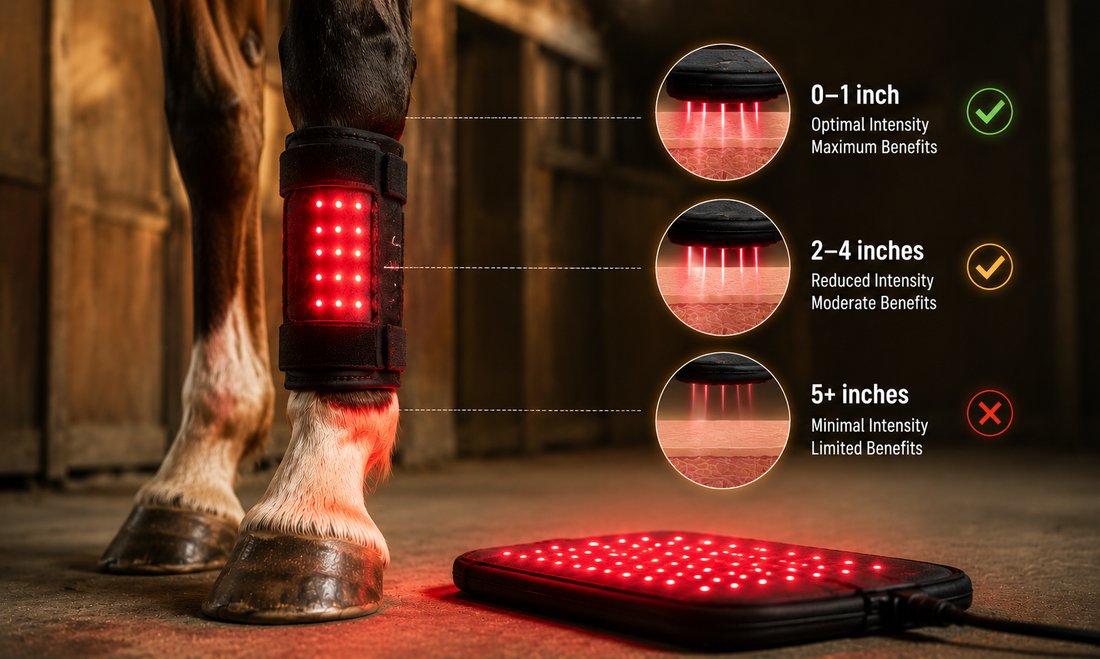 How Close Does a Red Light Device Need to Be to a Horse's Skin